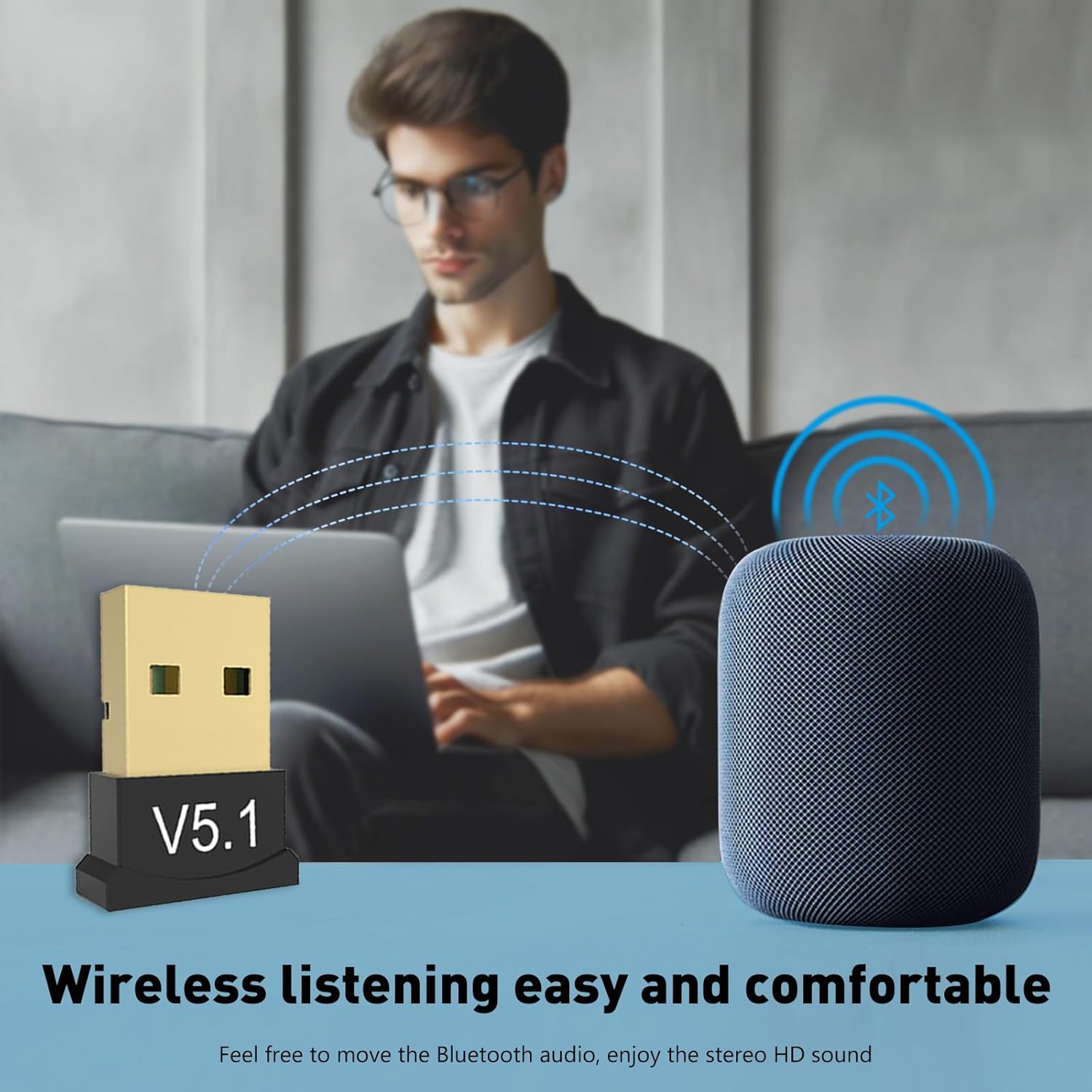 Desk Setup Speakers - Bluetooth 5.1 Dongle-adapter Draadloze USB Bluetooth