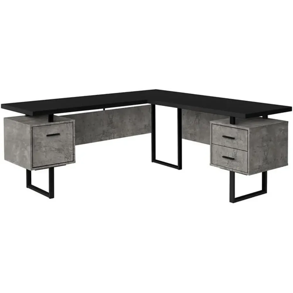 Desk Setup Black - L-vormig 70-computerbureau met opbergruimte voor thuiskantoor,