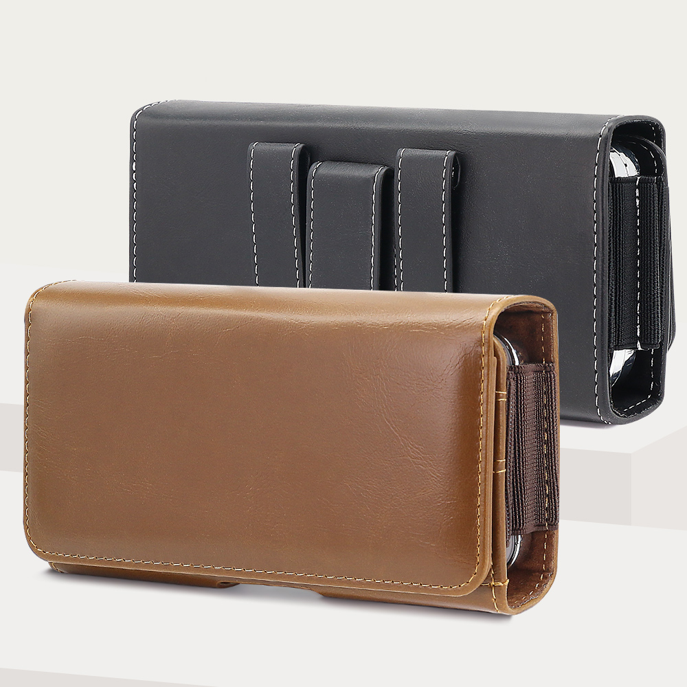 Dual Phone Holder - Universeel horizontaal PU-lederen telefoonhoesje met riemclipholster