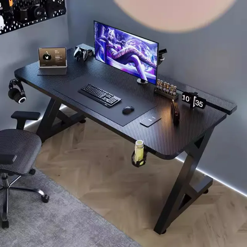 Desk Setup Black - Q Minimalistische zwarte computerbureaus Ontwerp High-end