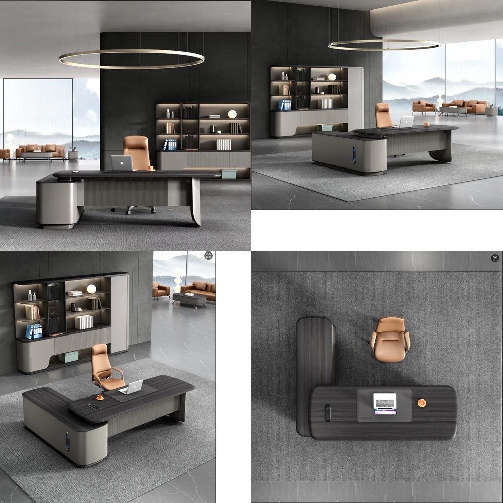 Desk Setup For Work - Modern luxe L-vormig bureau met bijzettafel