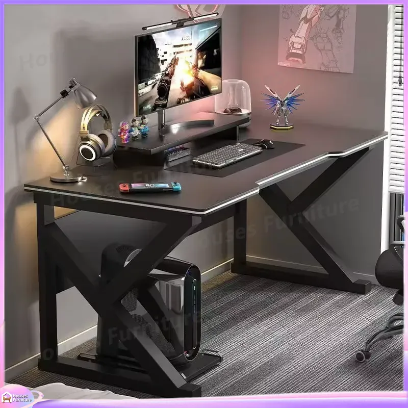 Desk Setup Black - Cafe Metal Gaming Desk Zwarte MDF