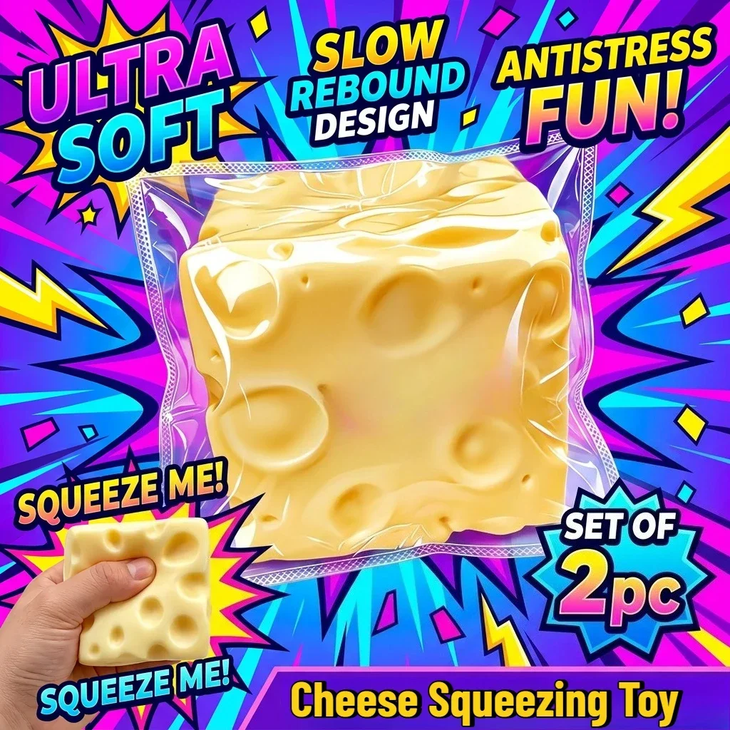Desk Setup Girl - 2-delige zachte knijpbaar mini-kaas speelgoed, simuleert