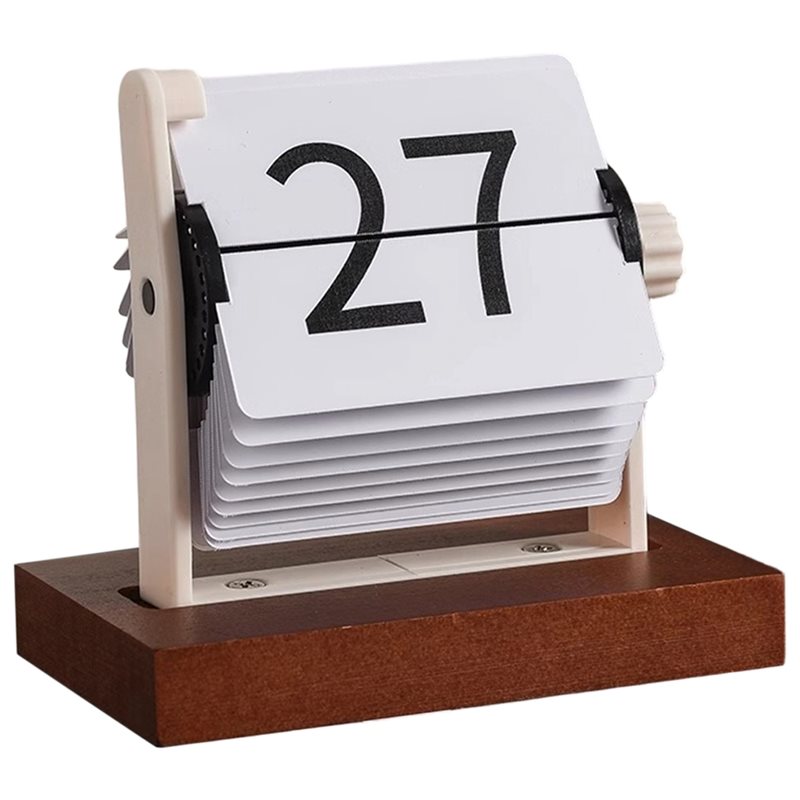 Desk Setup Vintage - ABUN-Vintage Flip Desktop Kalender-Houten eeuwigdurende kalender