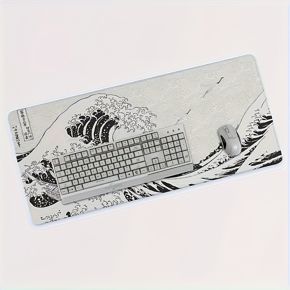 Desk Setup Simple - Zwart-witte Wave Art XXL bureaumat |