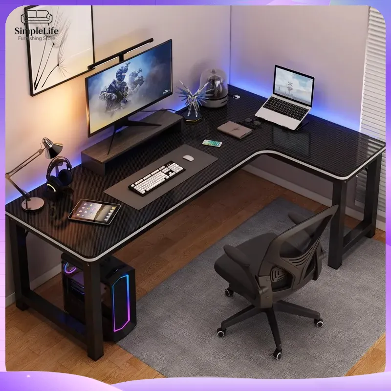 Desk Setup Monitor And Laptop - Hoekbureau voor gaming, computerbureau voor pc