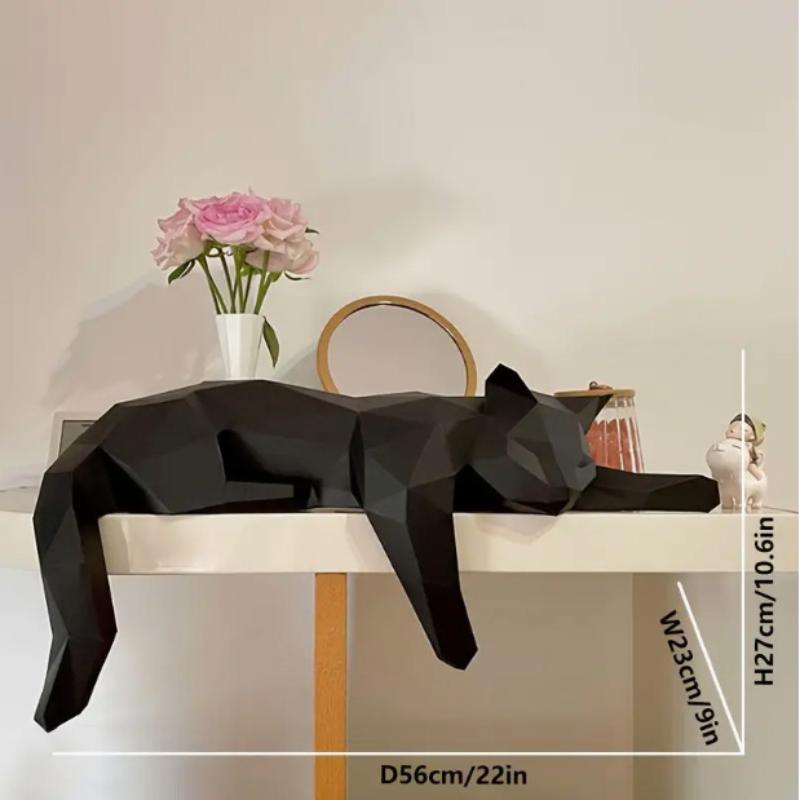 Desk Setup Black - Zwart Wit Kat Standbeeld - Geometrische