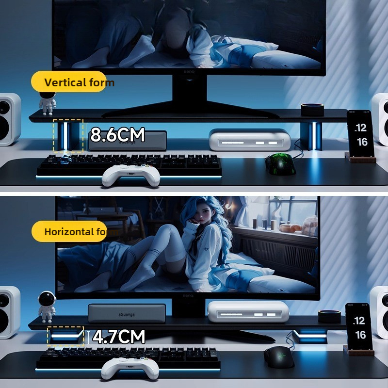 Desk Setup Monitor And Laptop - RGB-monitorstandaard Ergonomische computerschermlift voor gaming-opstelling Verstelbare