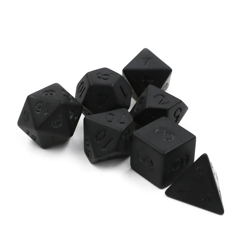 Desk Setup Black - 7 stks/partij Matte Zwarte Dobbelstenen Set