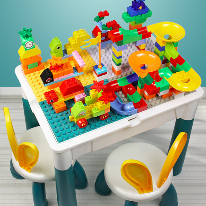 Desk Setup Girl - Grote, multifunctionele bouwblokkentafel voor kinderen, educatief