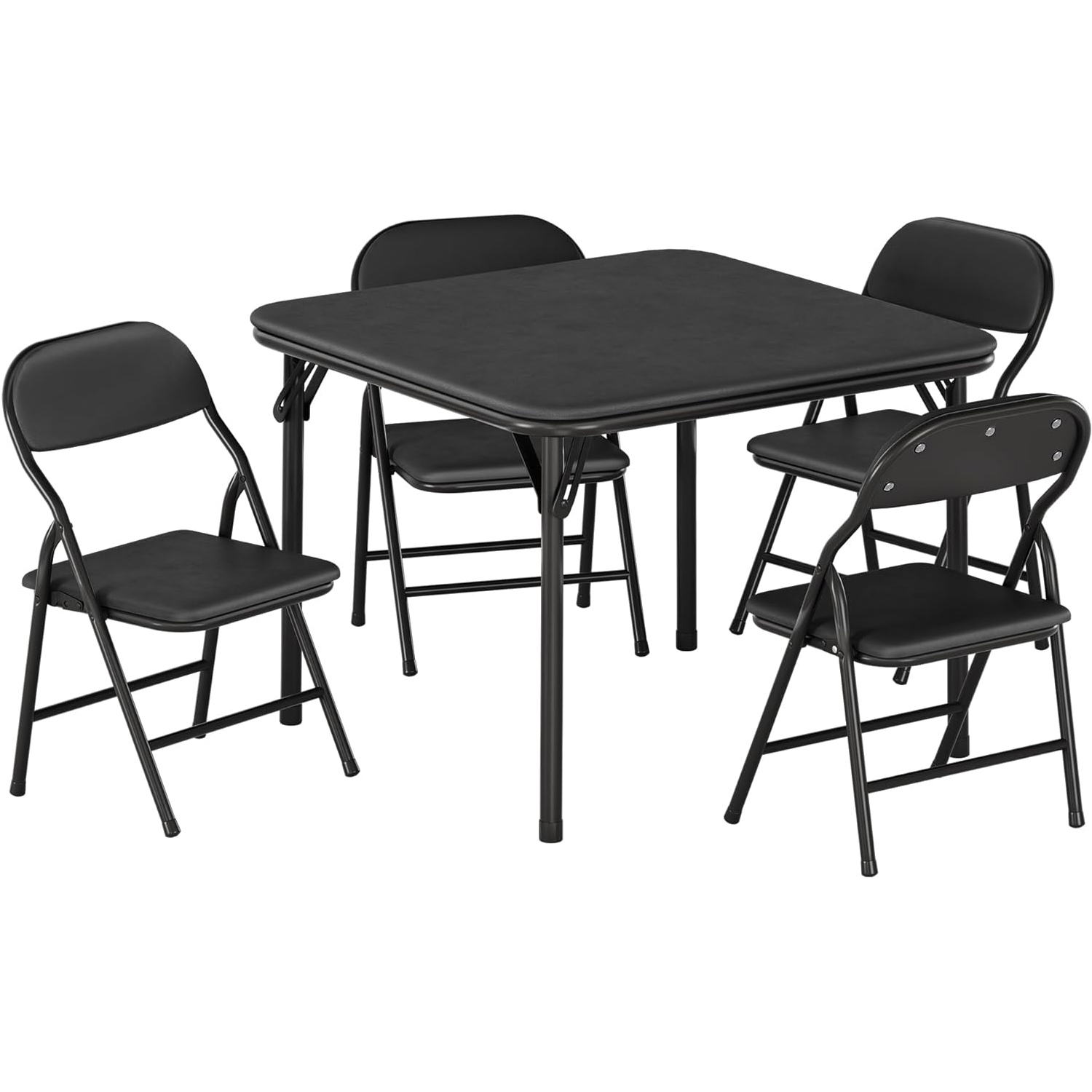 Desk Setup Black - 5-delige opklapbare kindertafel- en stoelenset, vierkante