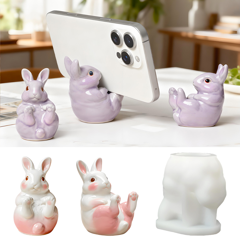 Desk Setup Cute - Schattig konijnen telefoonstandaardje van siliconen, DIY