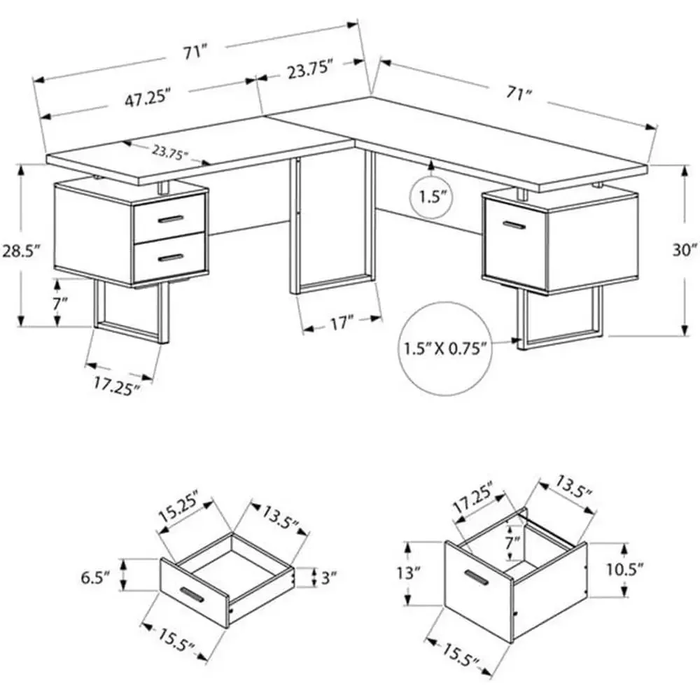 L-vormig 70-computerbureau met - Desk Setup Black recensie en prijs