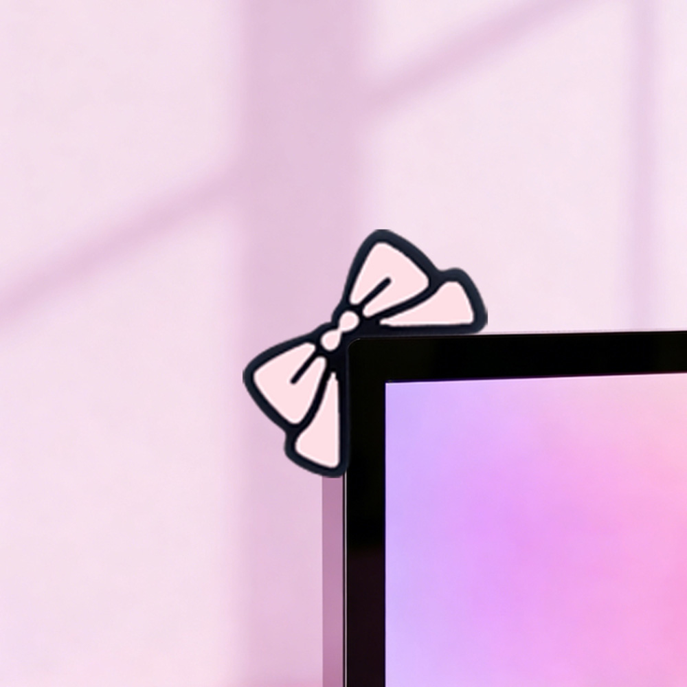 Schattige roze strik monitorde - Desk Setup Monitor And Laptop recensie en prijs