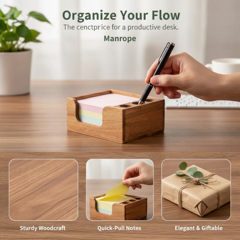 Houten bureau-organizer met 3  - Sticky Memo Holder recensie en prijs