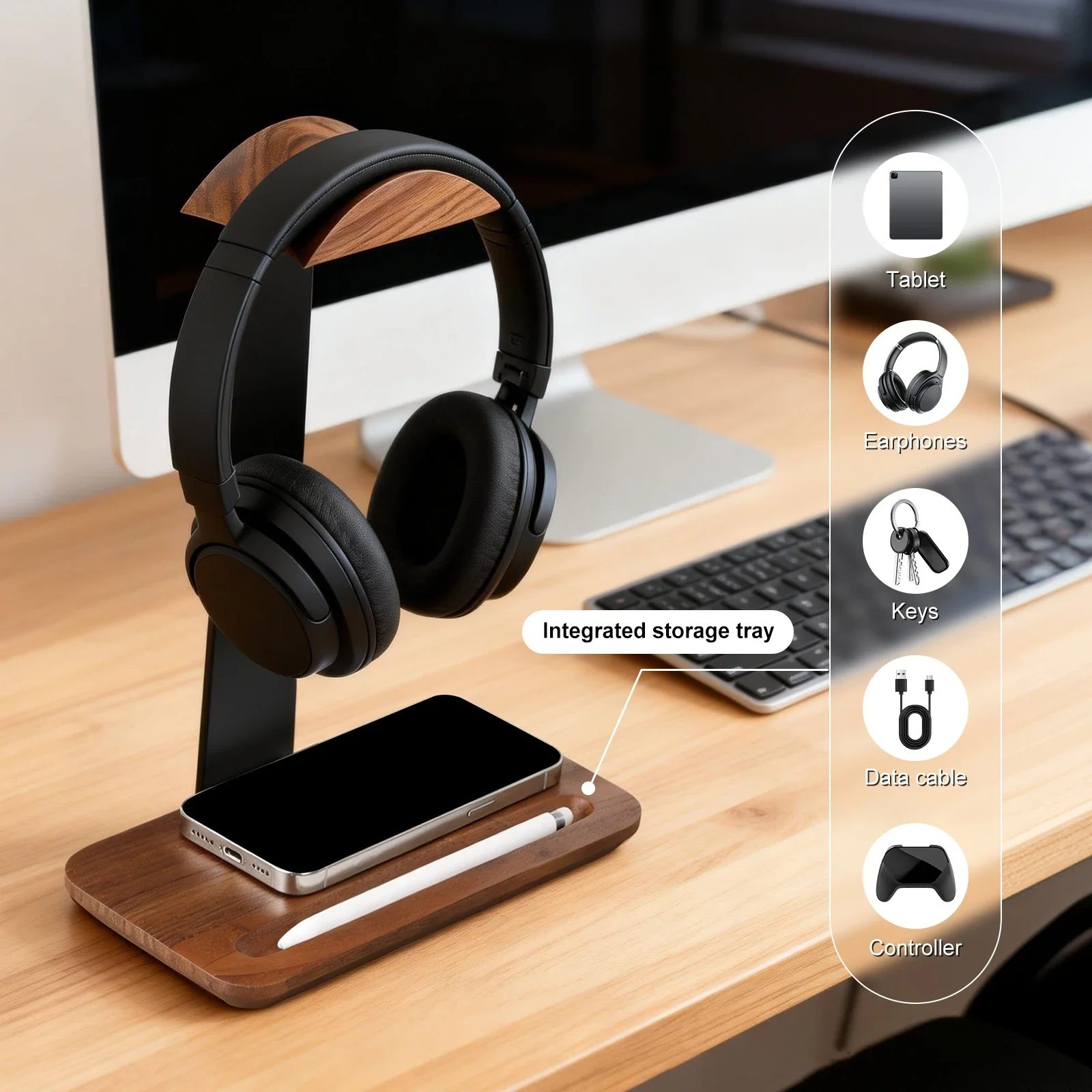 Universele houten hoofdtelefoo - Desk Setup Desk recensie en prijs