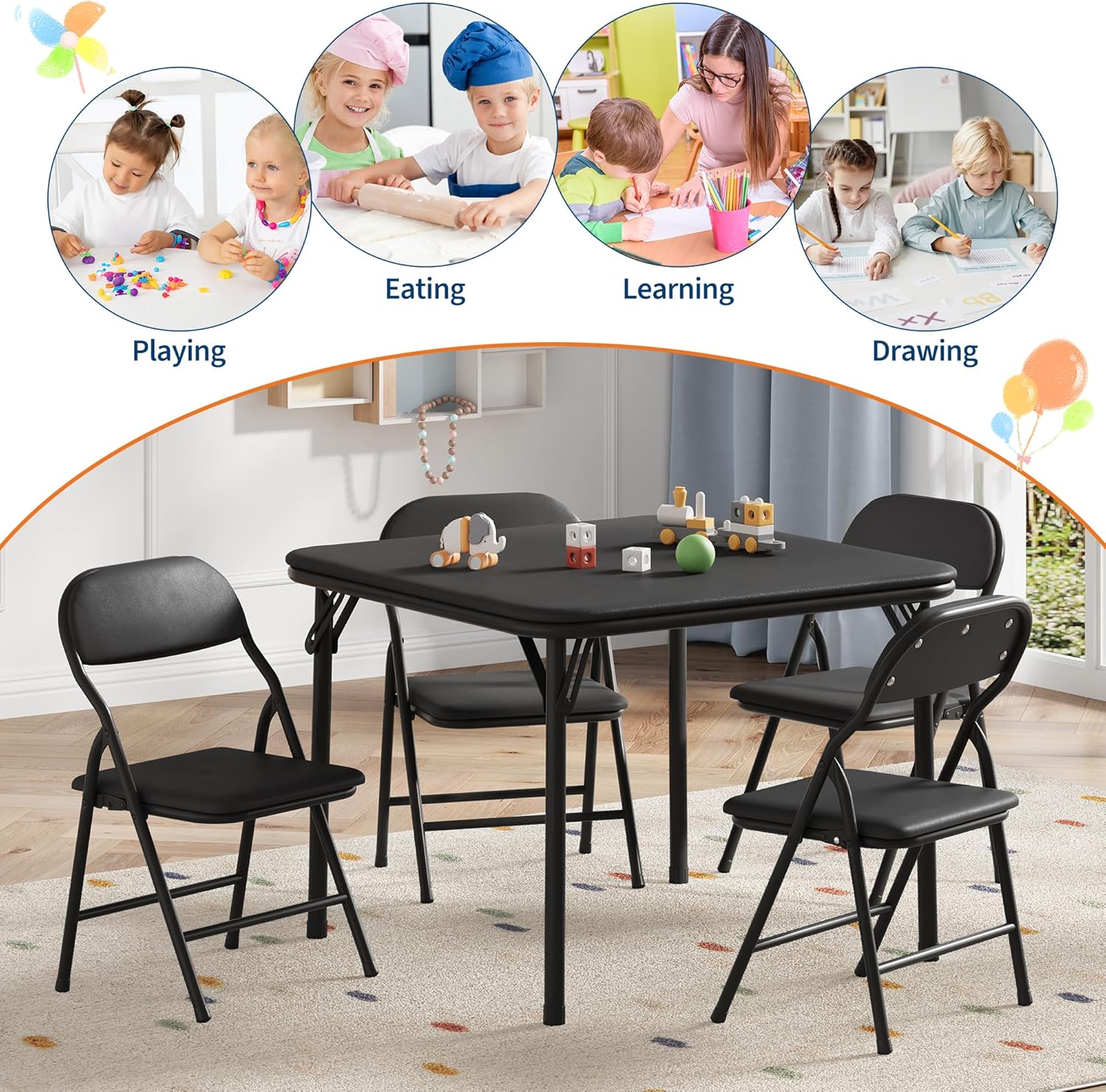5-delige opklapbare kindertafe - Desk Setup Black recensie en prijs